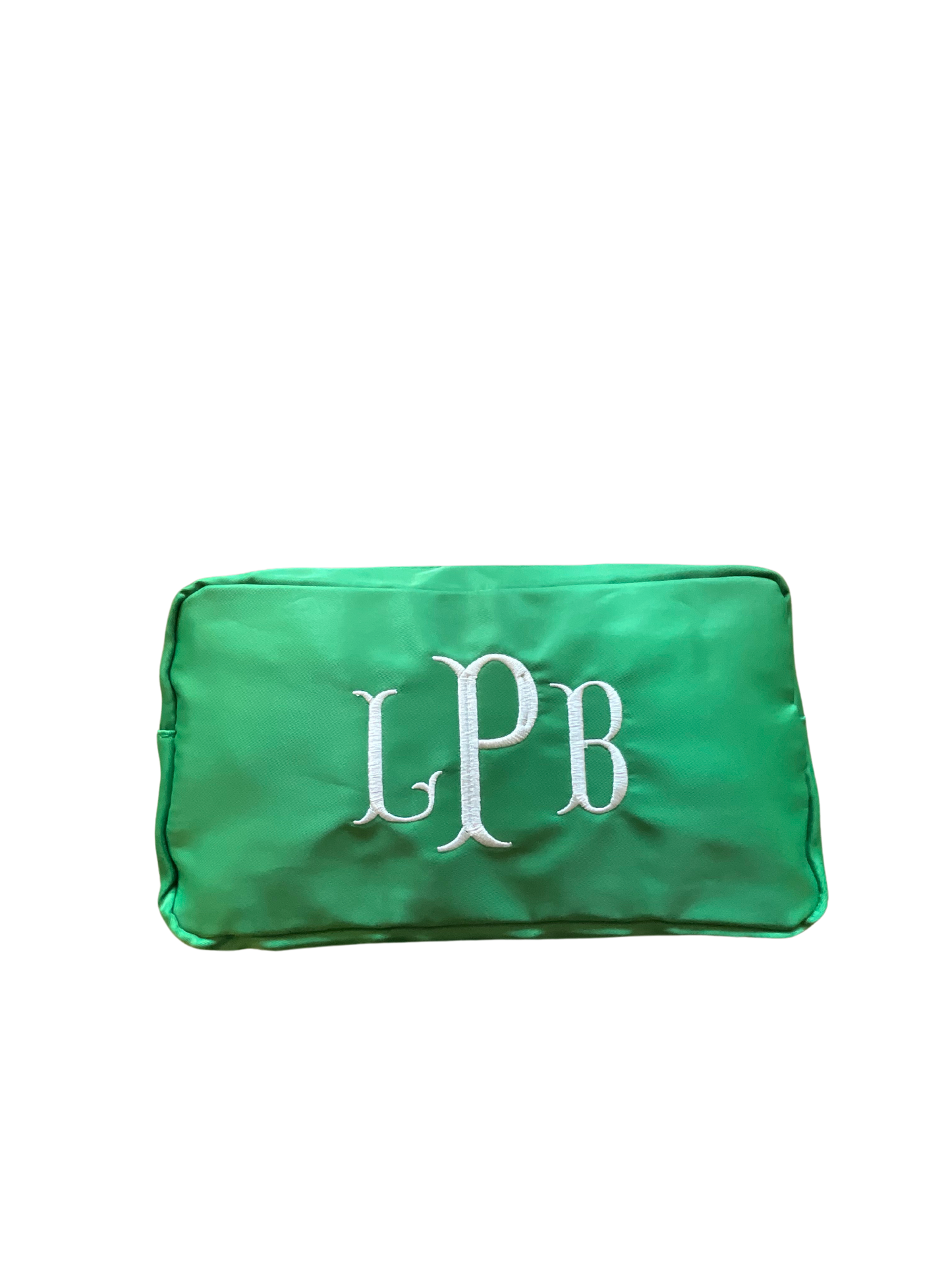 Kelly Green Large Nylon Cosmetic Bag with Optional Monogram