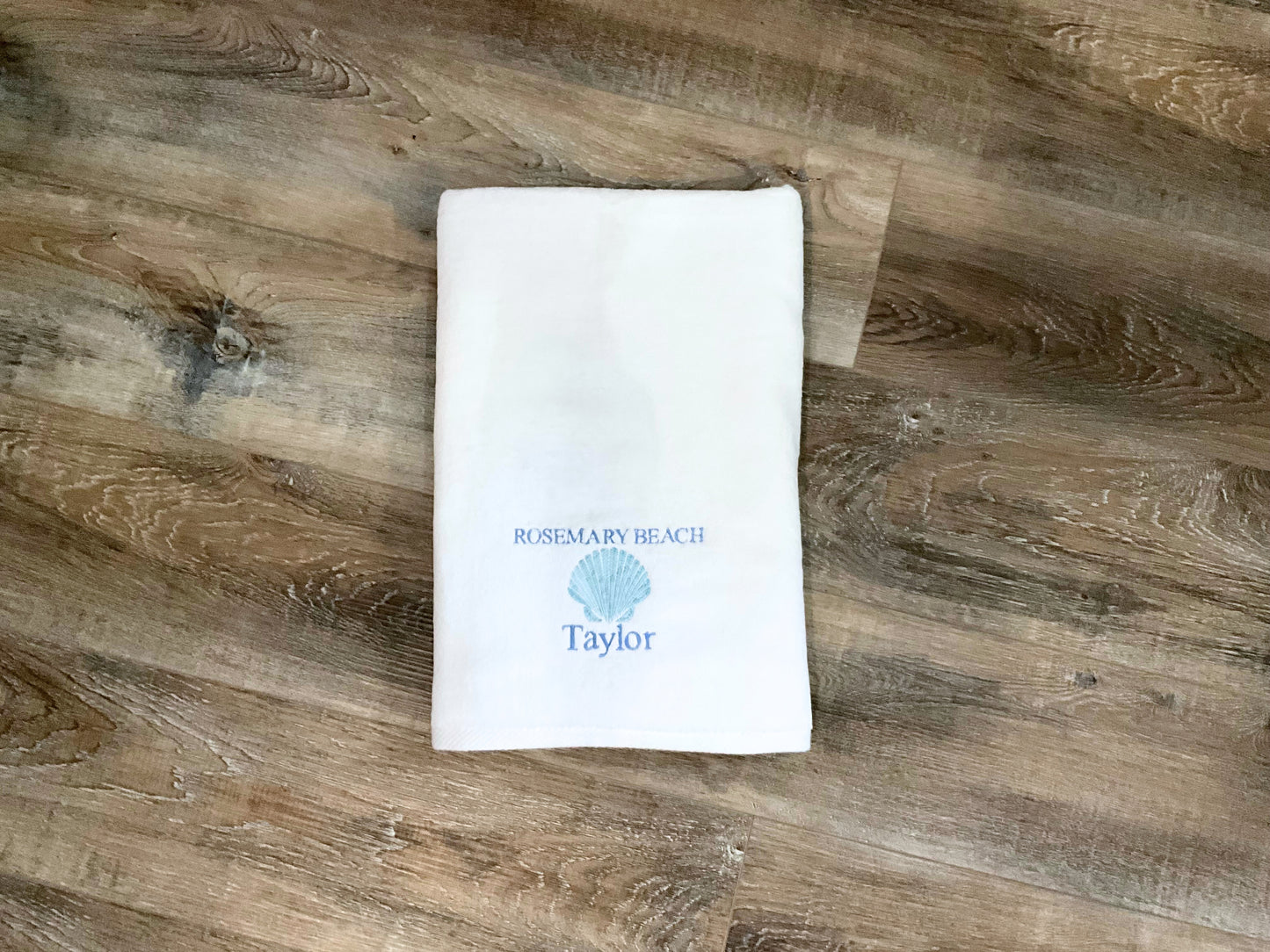 Luxury White Cotton Velour 32" x 64" Beach Towel