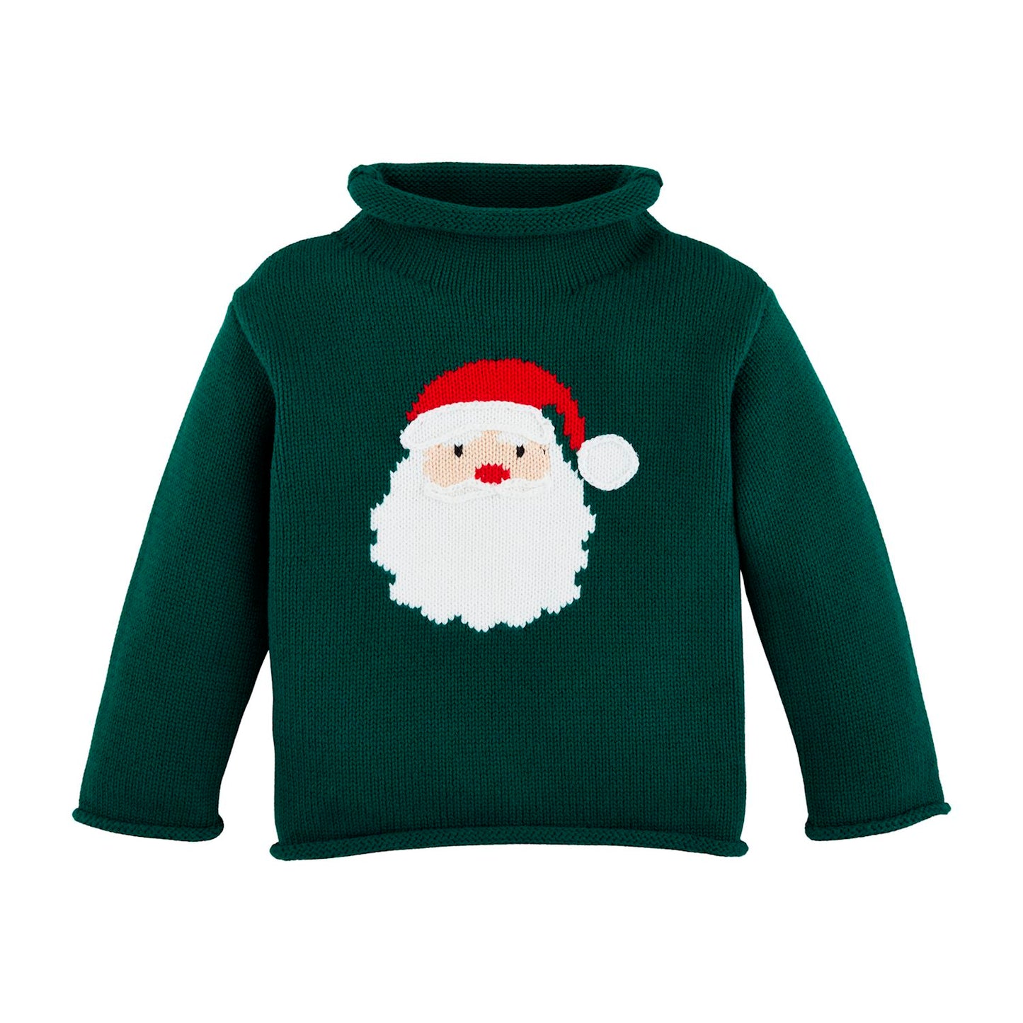 Green Kid's Santa Rollneck Sweater