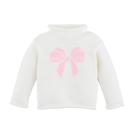 Pink Bow Rollneck Kid's Sweater