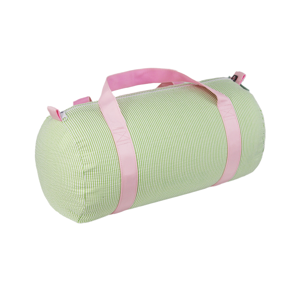 Green Seersucker Duffle with Pink Trim