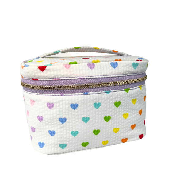 Tiny Rainbow Hearts Mini Train Case