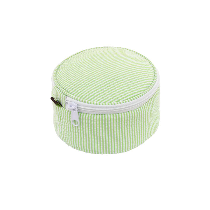 Lime Seersucker Button Jewelry Case