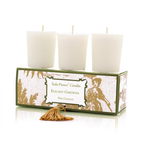 Elegant Classic Toile Gardenia Votive Candle