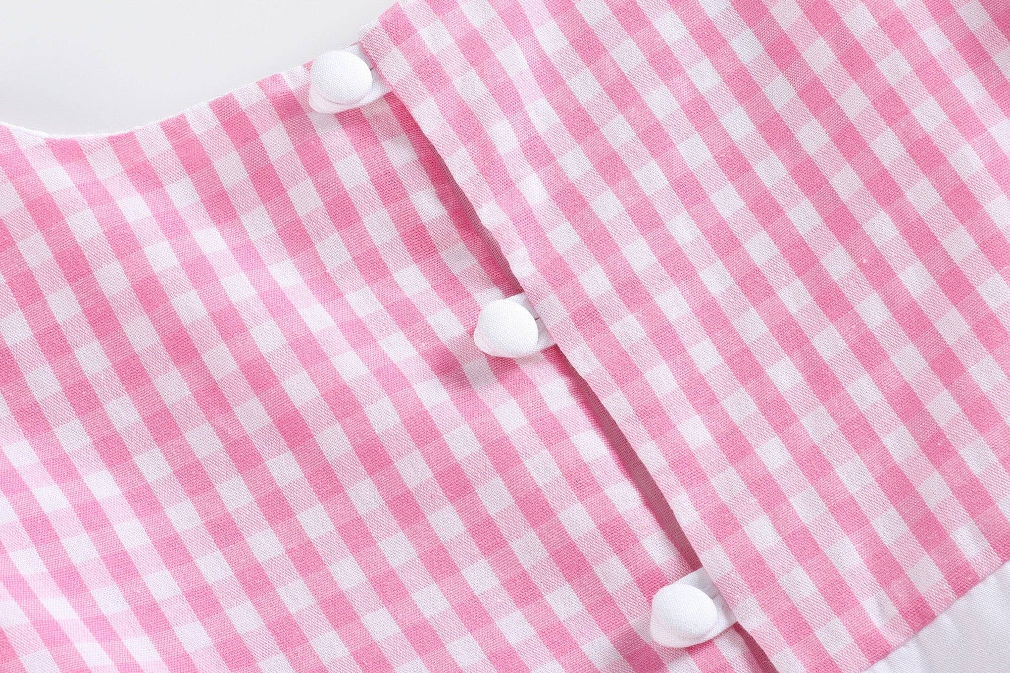 Pink Gingham Ruffle Bow Dress