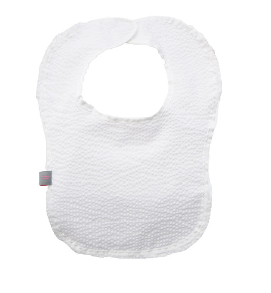 White Seersucker Baby Bib