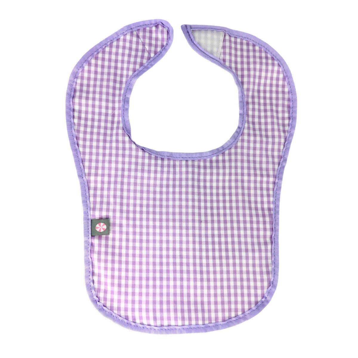 Lilac Gingham Baby Bib with Optional Monogram