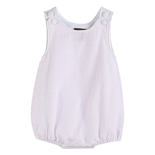 Classic Pink Stripe Seersucker Baby Romper