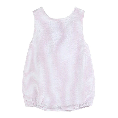 Classic Pink Stripe Seersucker Baby Romper