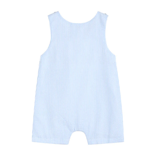 Light Blue Seersucker Easter Bunny Smocked Jon Jon