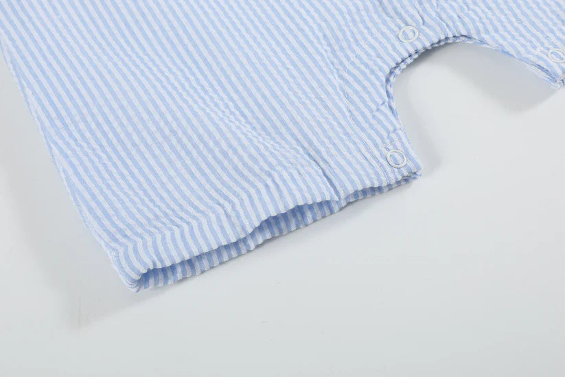 Light Blue Seersucker Easter Bunny Smocked Jon Jon