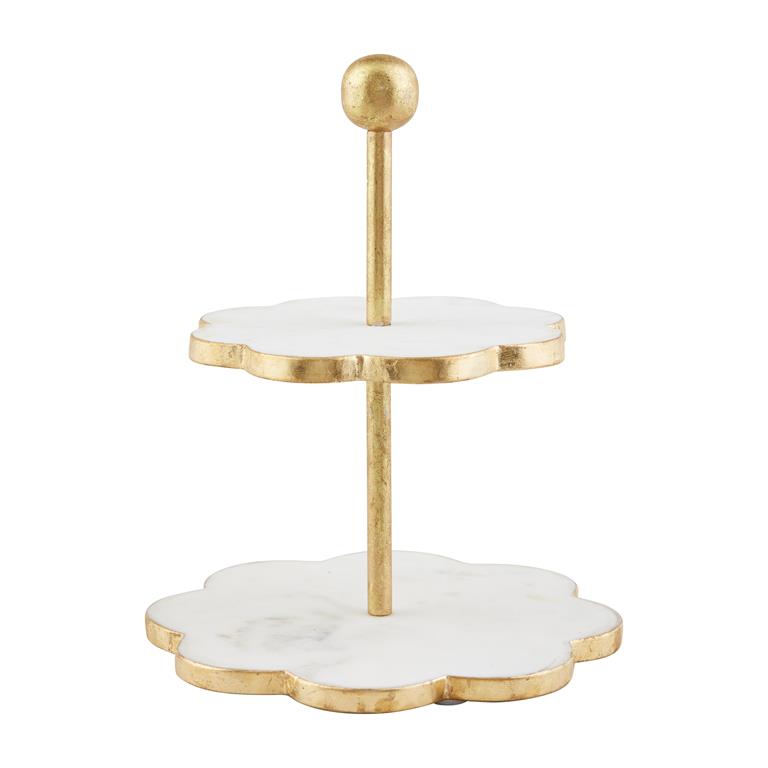 Scallop Gold Marble Tier Stand