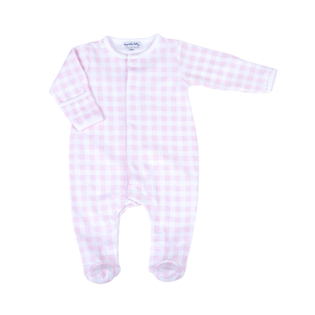 Baby Checks Footed Sleeper in Pink