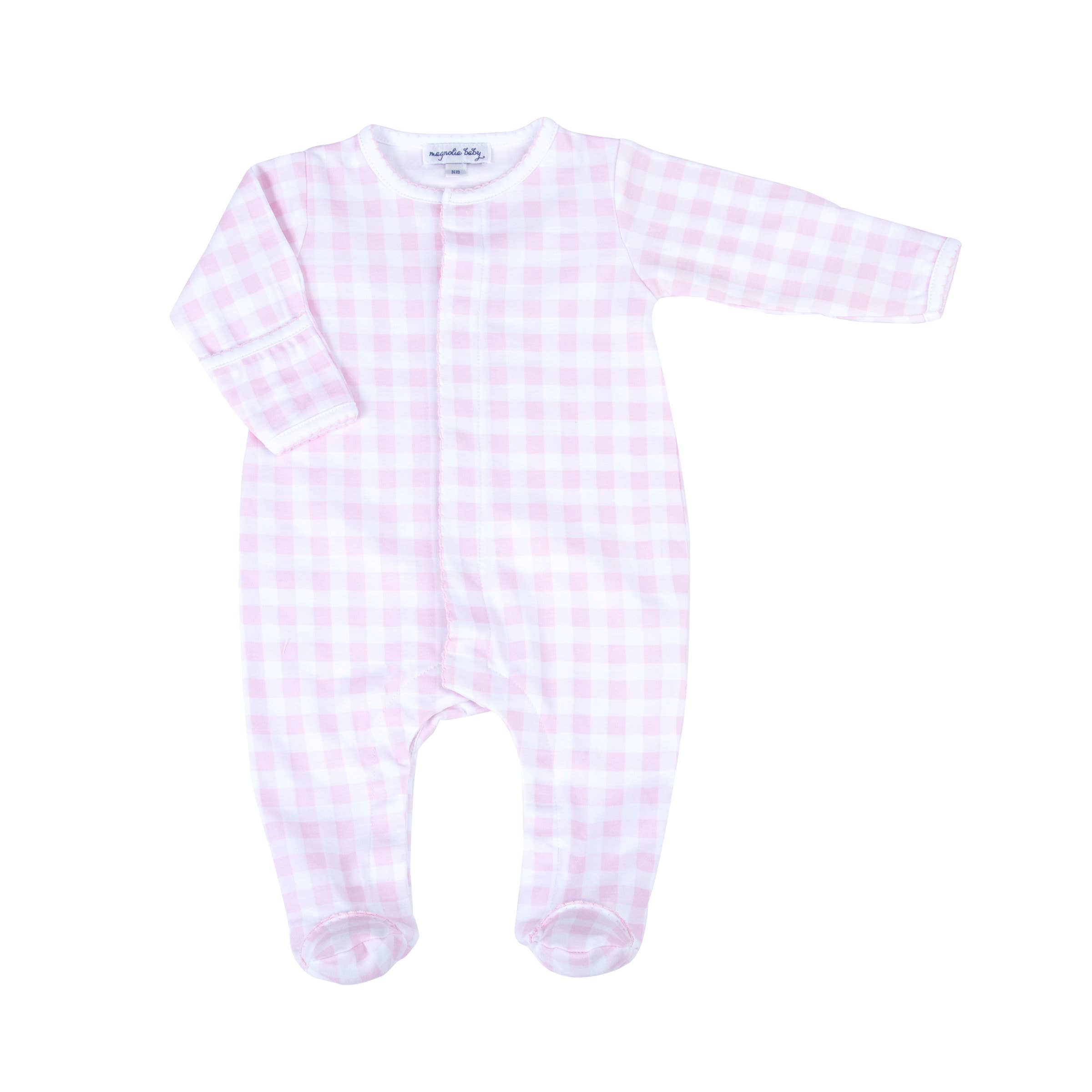 Baby Checks Footed Sleeper in Pink