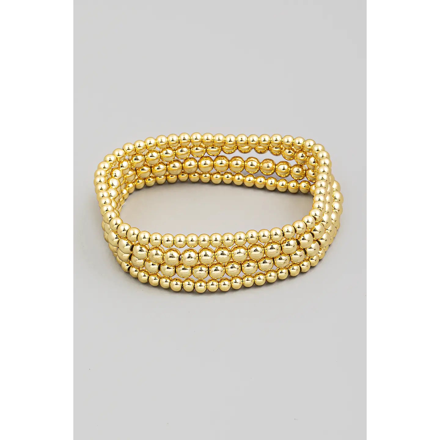 4 Layer Gold Metallic Ball Beaded Stackable Bracelet