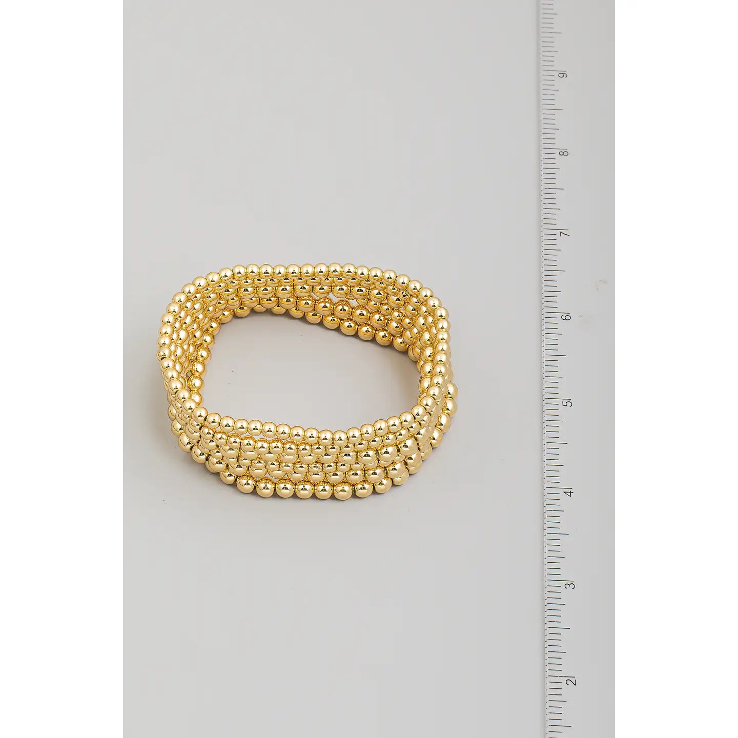 4 Layer Gold Metallic Ball Beaded Stackable Bracelet