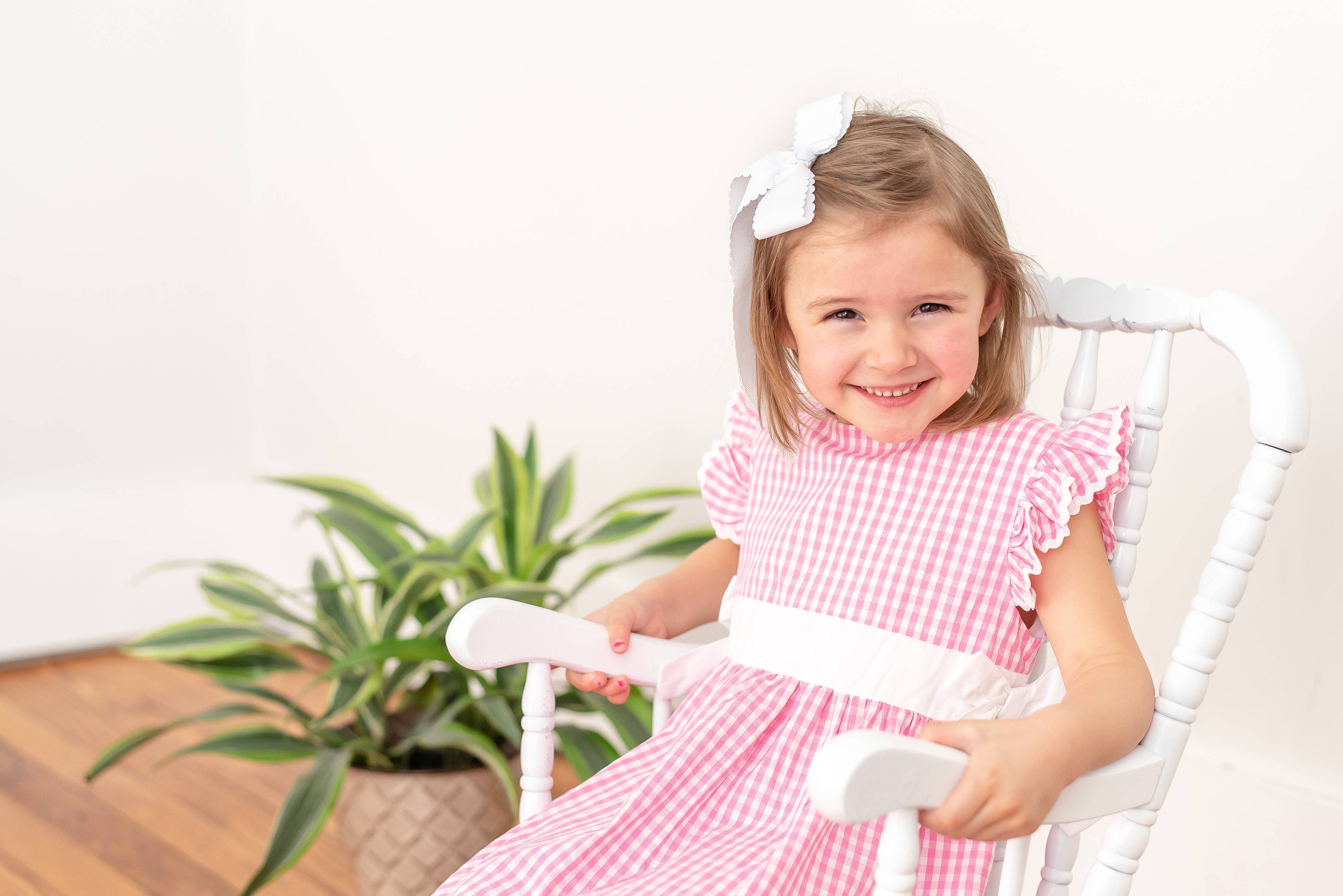Pink Gingham Ruffle Bow Dress
