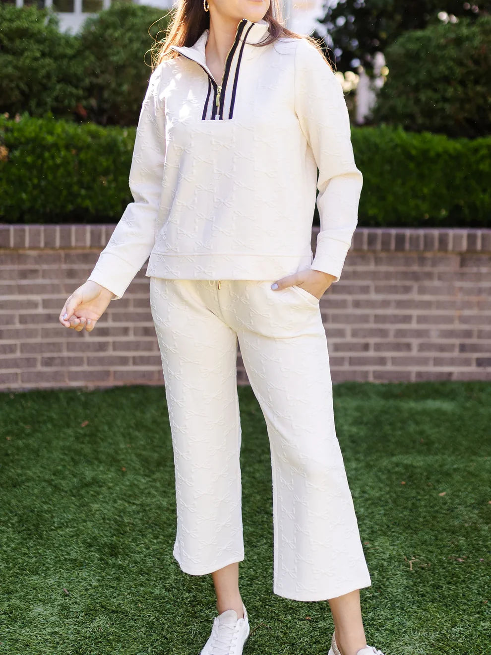 Lula Jacquard Top  in Ivory by Mary Square
