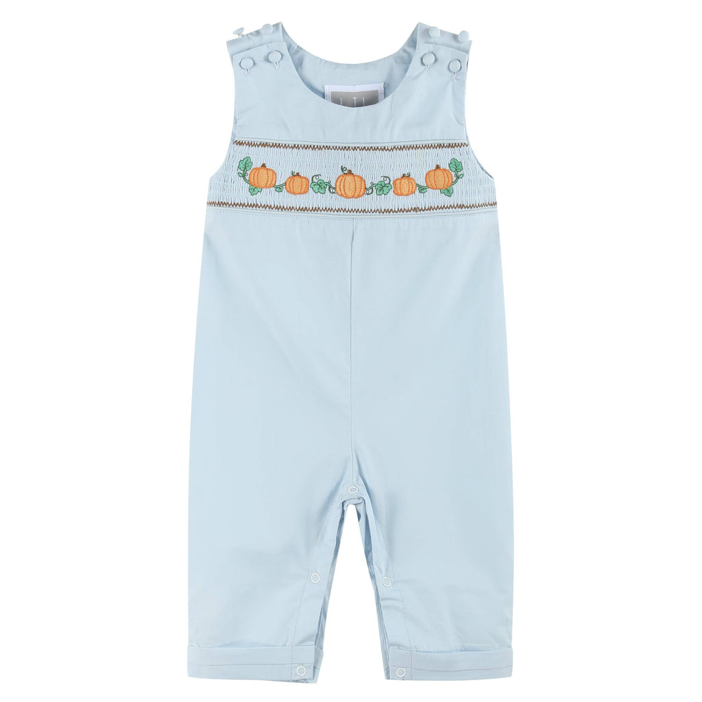 Light Blue Smocked Pumpkin Boy's Long Jon