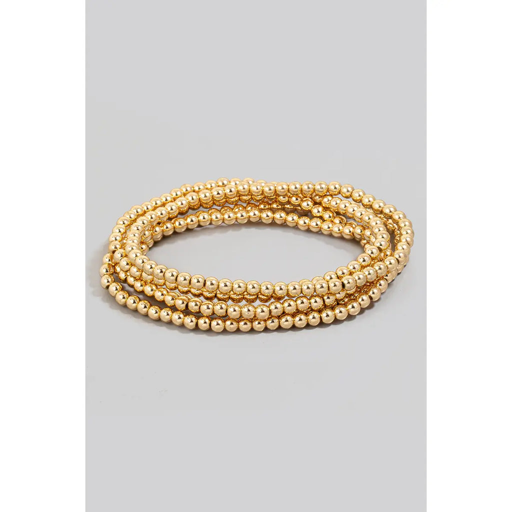 5 Layer Gold Metallic Ball Beaded Stackable Bracelet