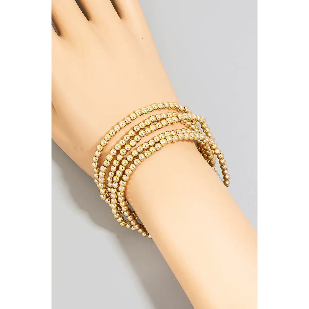 5 Layer Gold Metallic Ball Beaded Stackable Bracelet