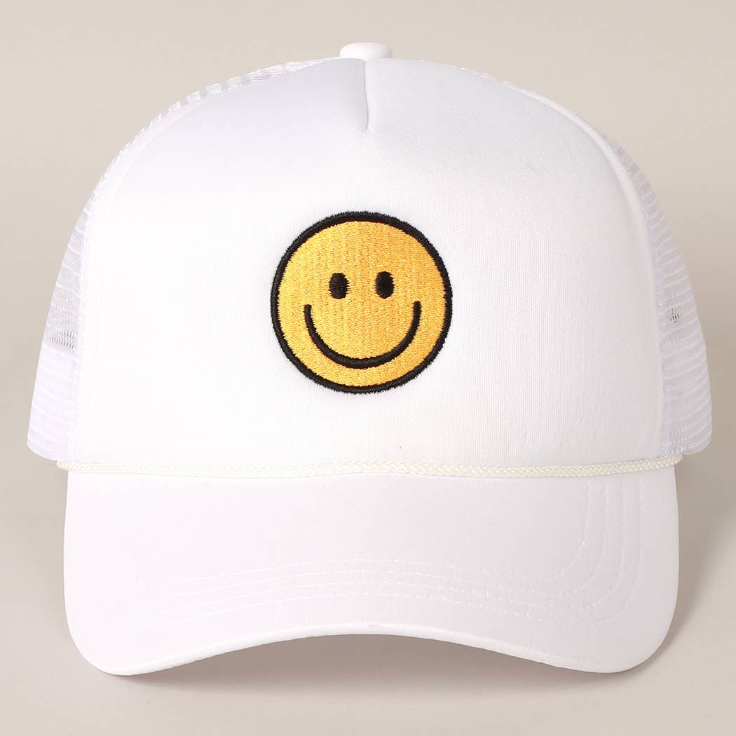 Happy Face Chenille Patched Trucker Cap