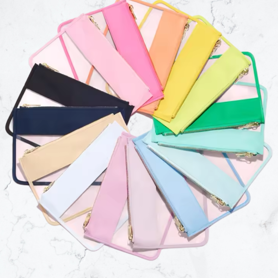 Jumbo Clear Nylon Pouches in a Rainbow of Colors