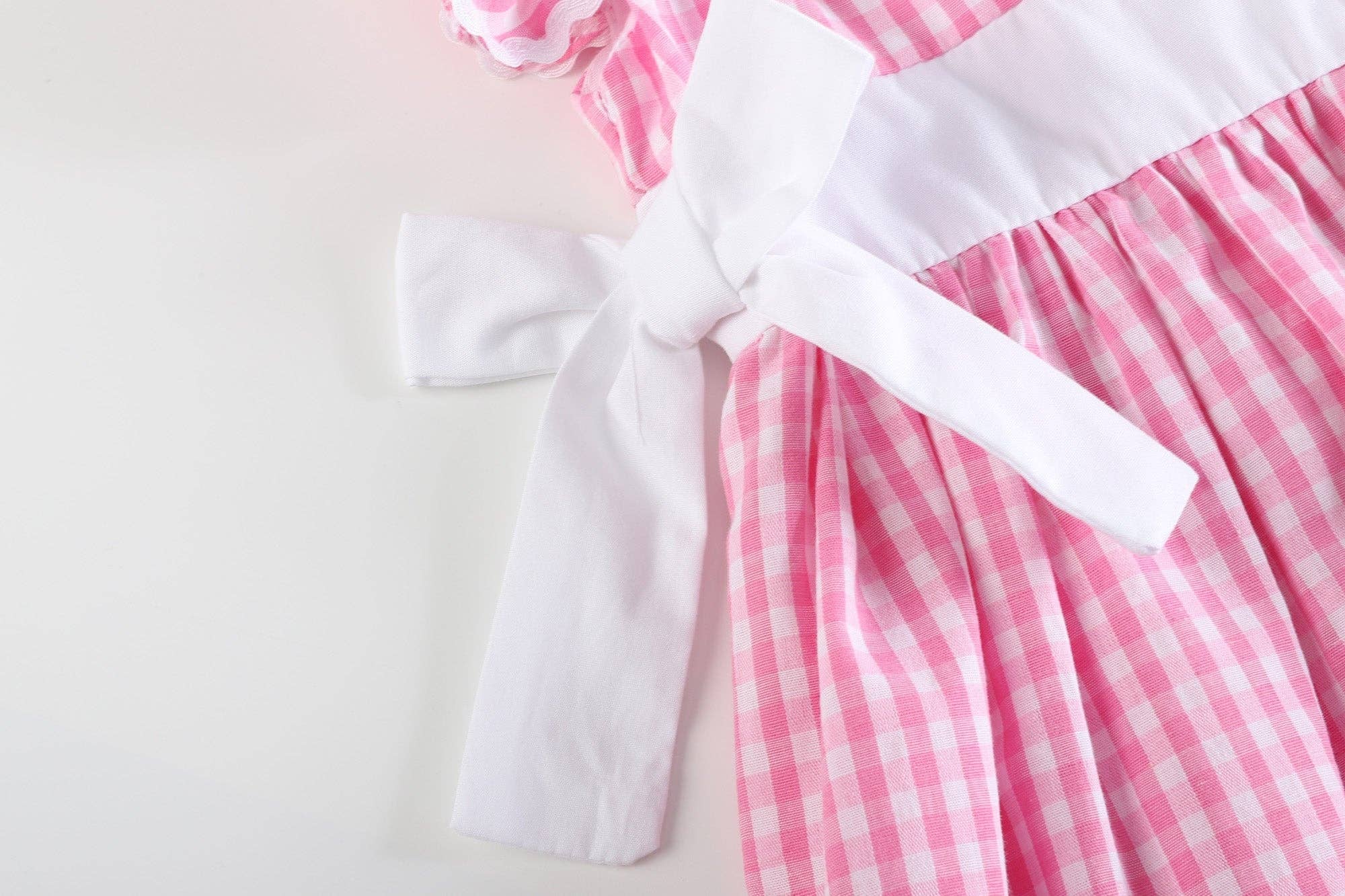 Pink Gingham Ruffle Bow Dress