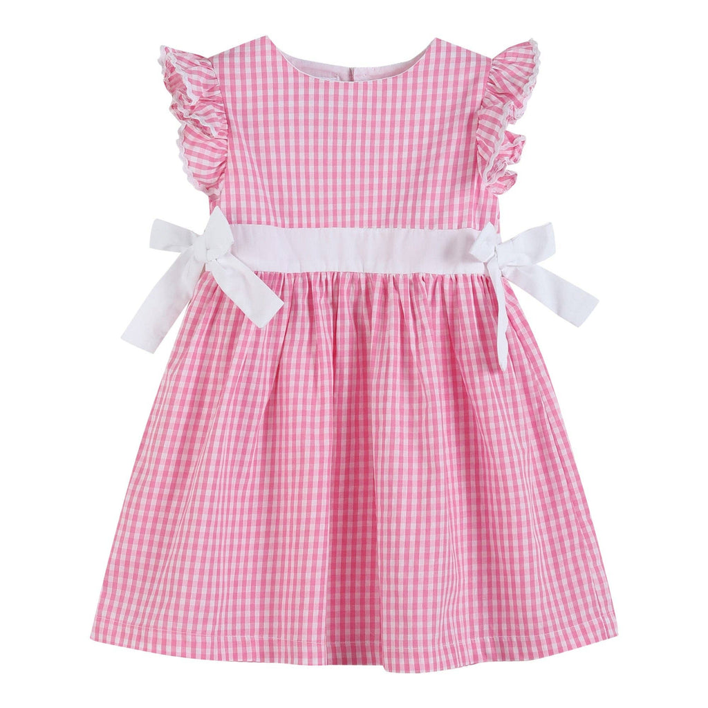 Pink Gingham Ruffle Bow Dress