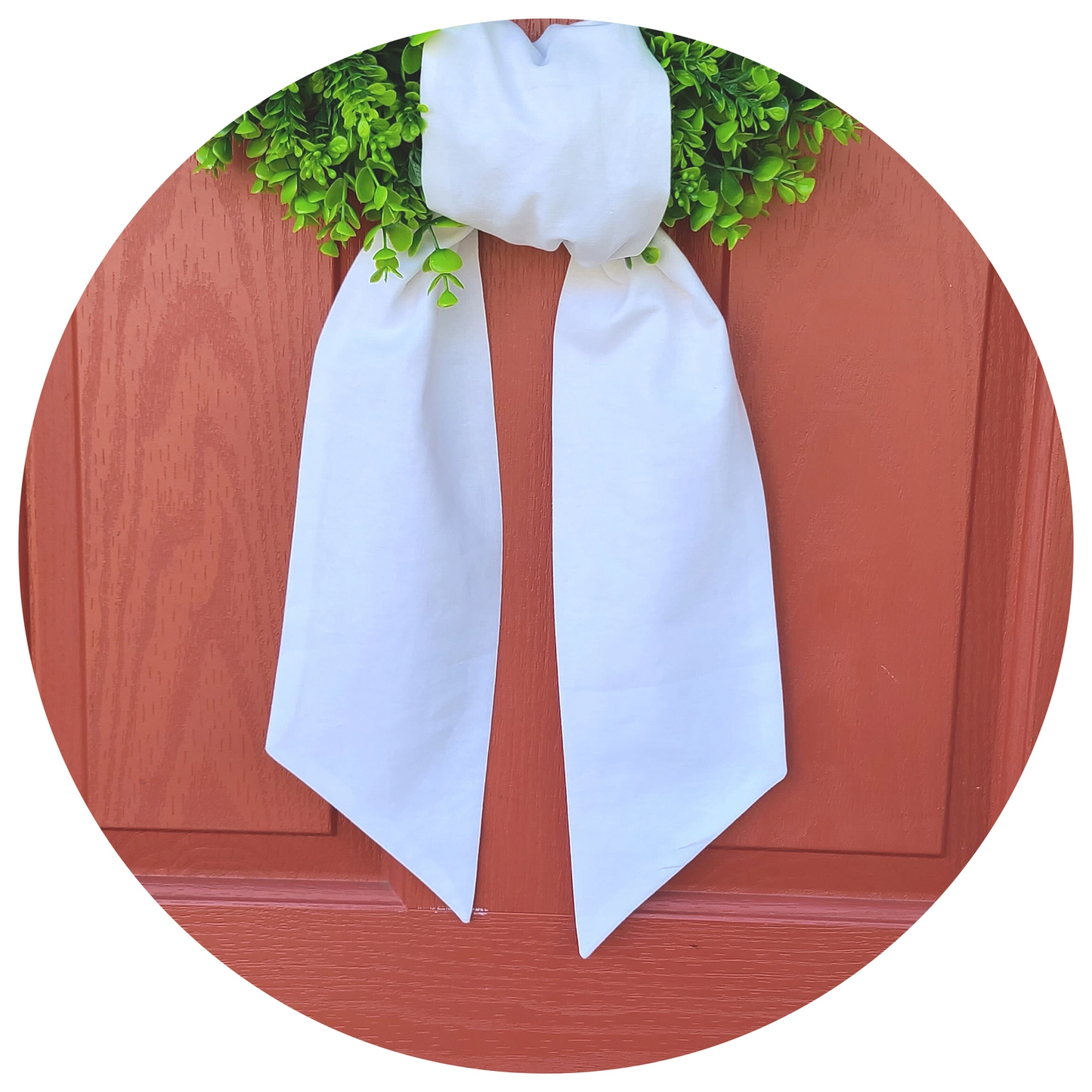 White Linen Wreath Sash