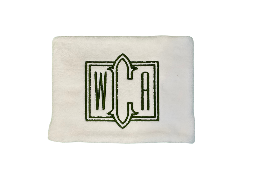 White Luxury Thick Cotton Terry Bathmat with Monogram