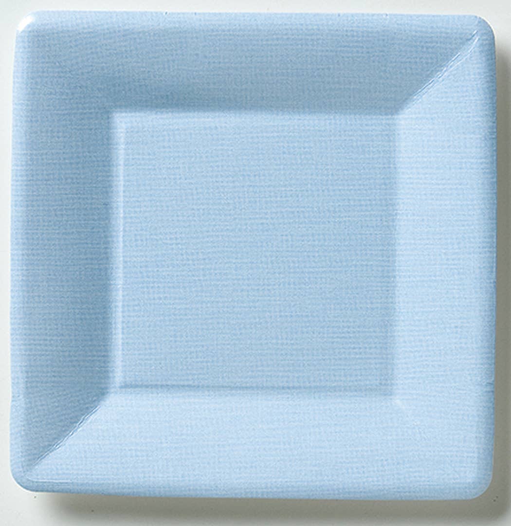 7" Square Paper Plates Pack Of 8 Classic Linen light blue