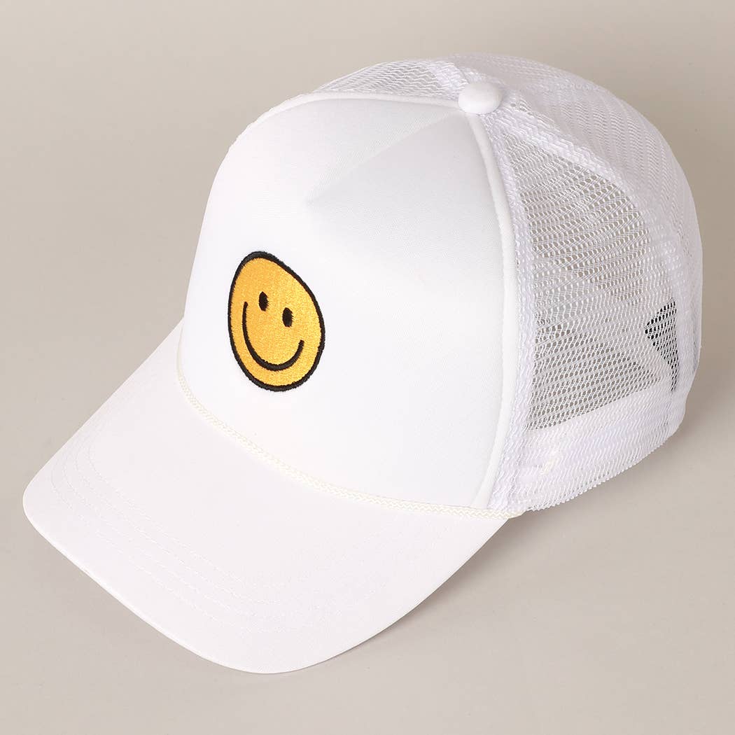 Happy Face Chenille Patched Trucker Cap