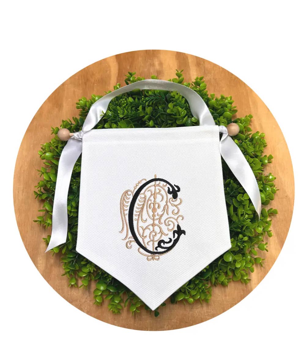 White Cotton Pique Banner with Hanging Set