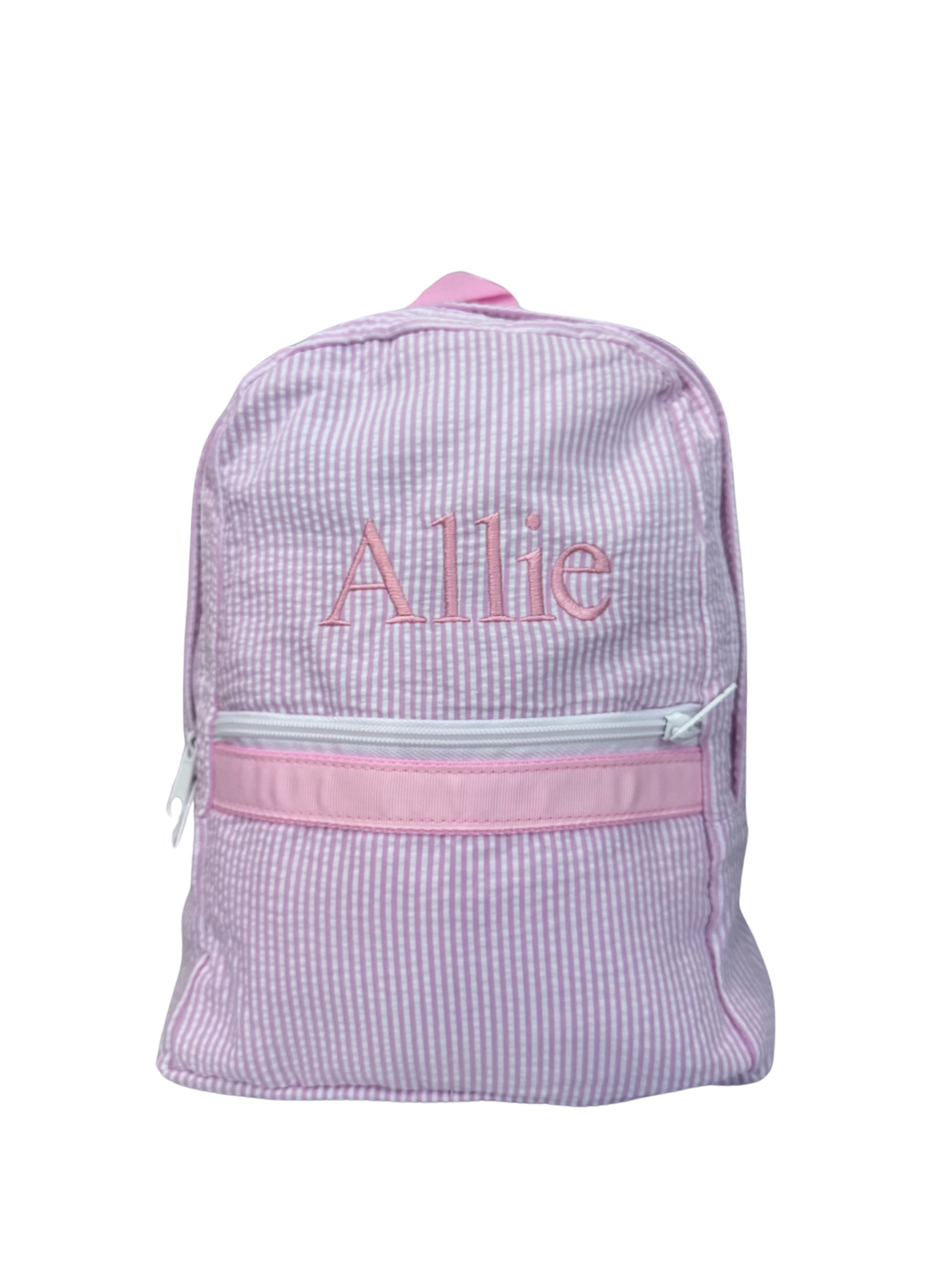 Pink Seersucker Small Backpack