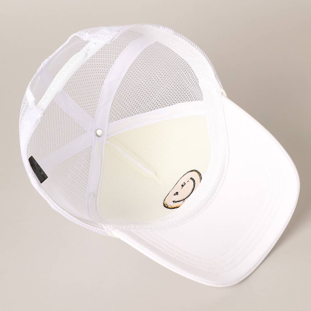Happy Face Chenille Patched Trucker Cap