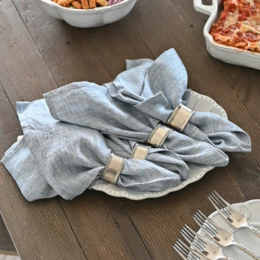 Blue Chambray Washed Linen Napkin Set