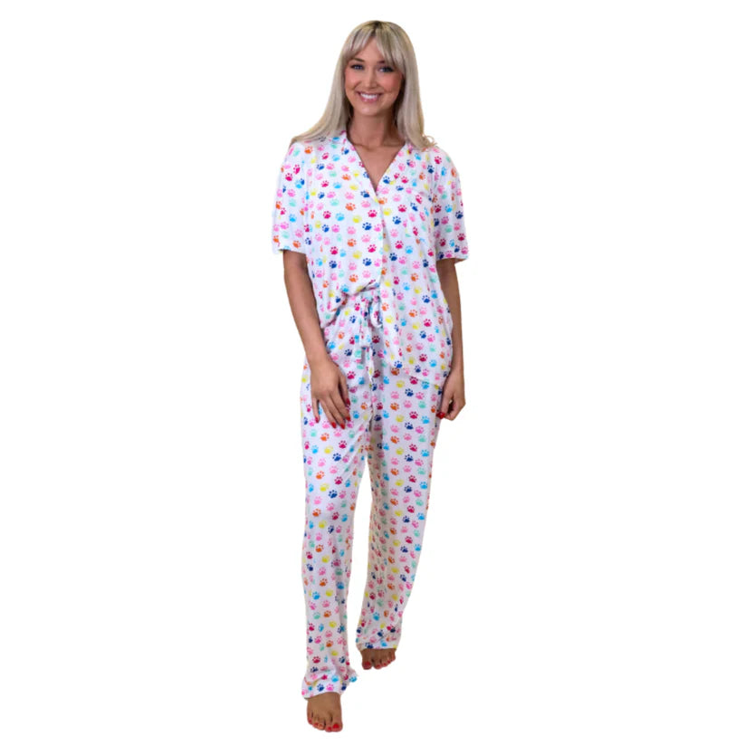 Marley Paw Print Multi Color Pajamas by Jane Marie