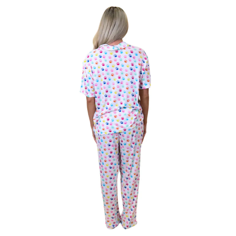 Marley Paw Print Multi Color Pajamas by Jane Marie