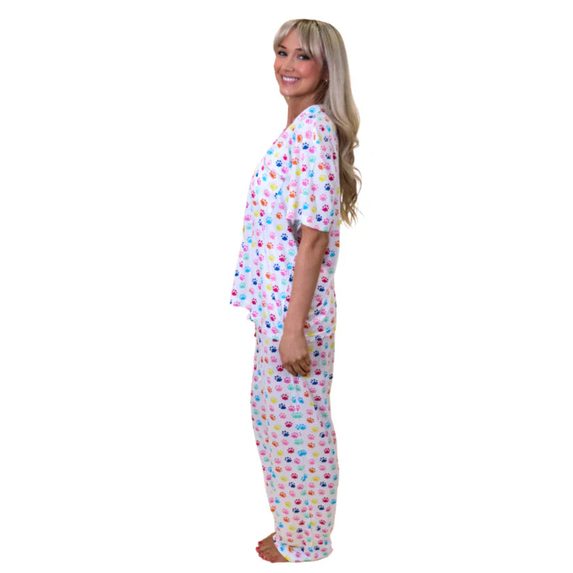 Marley Paw Print Multi Color Pajamas by Jane Marie