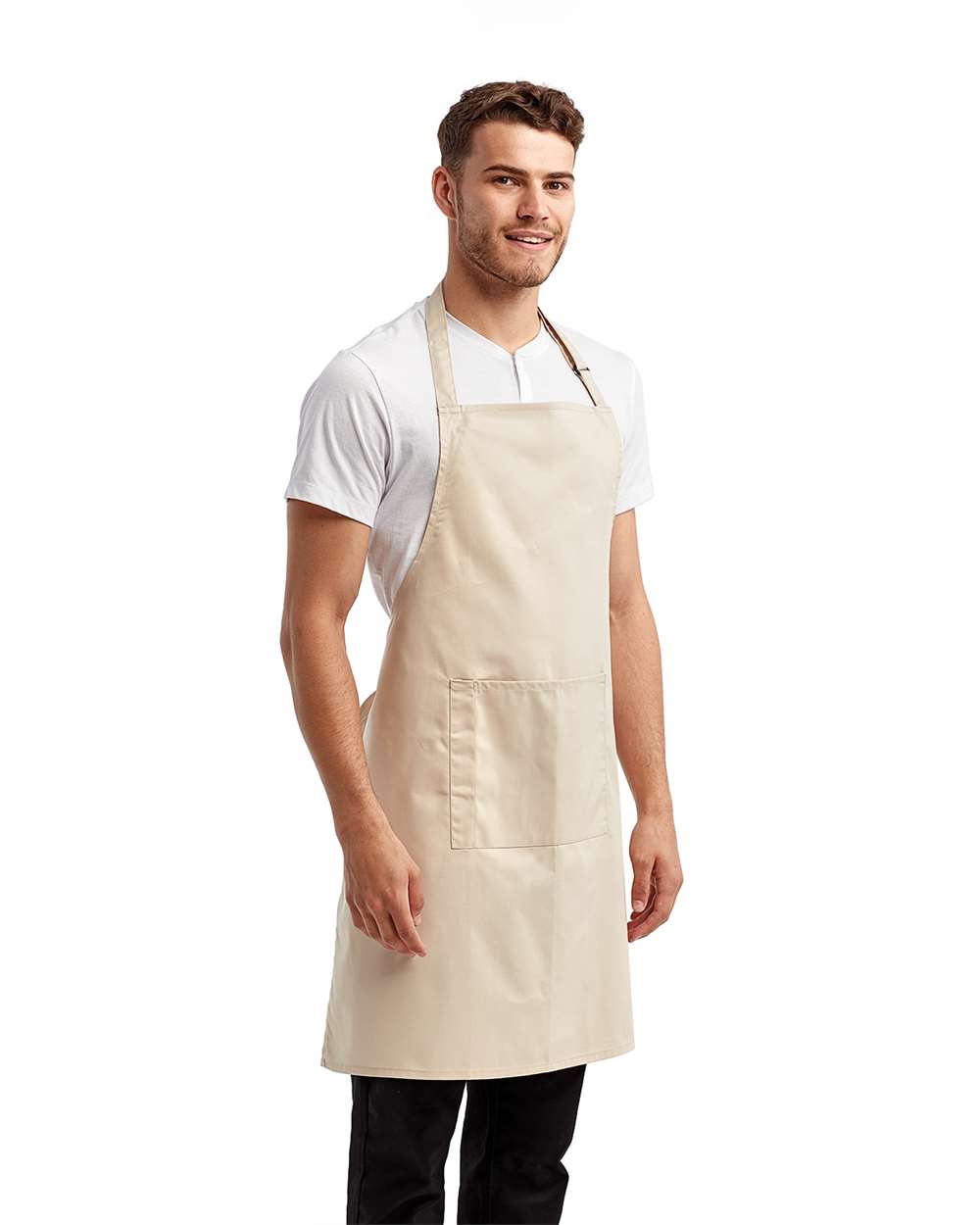 Cotton Artisan Bib Apron with Pocket in Natural