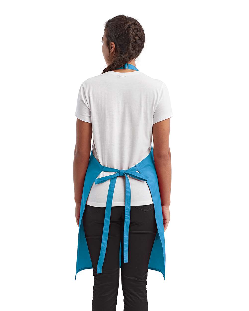 Turquoise Cotton Artisan Bib Apron with Pocket