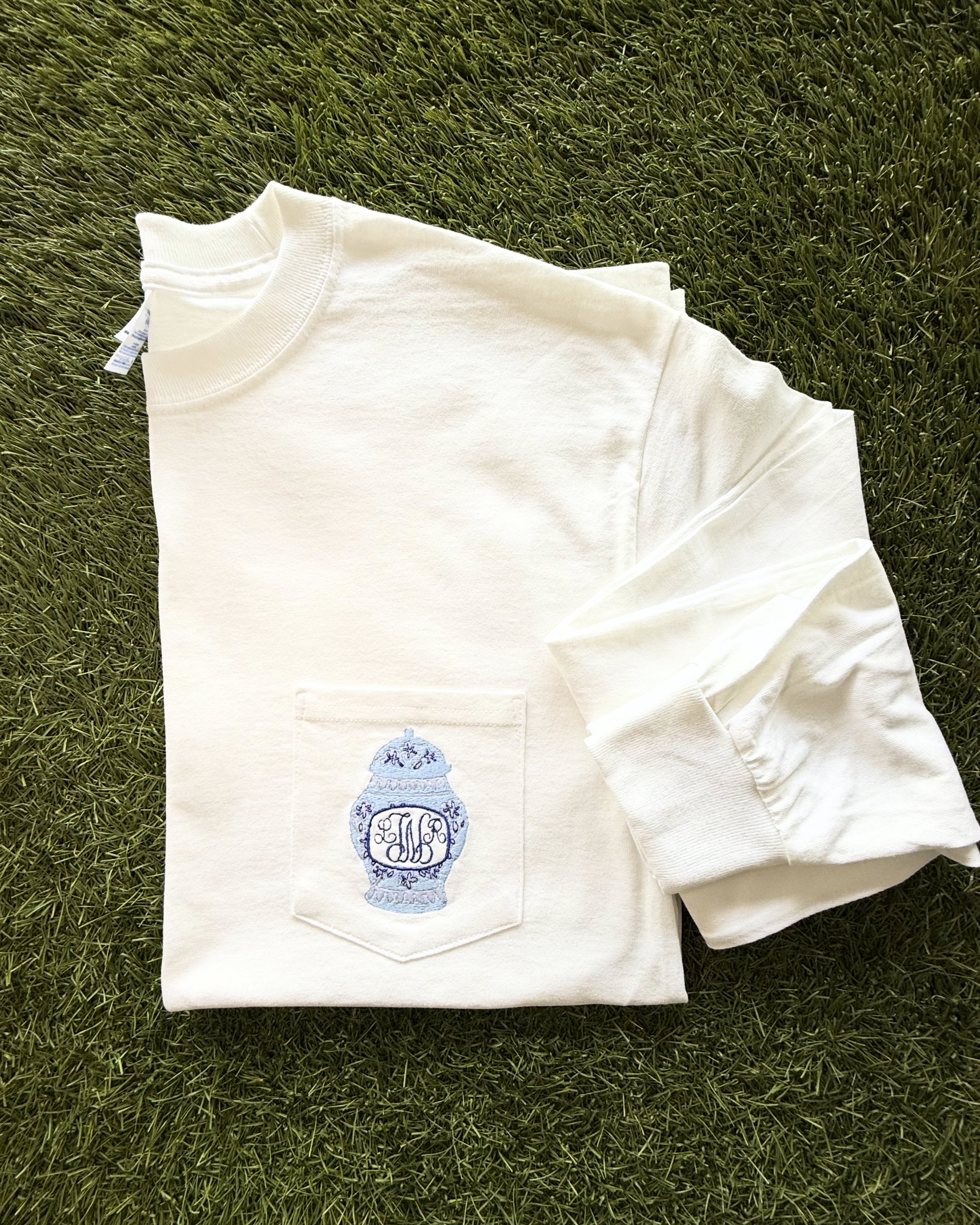 Long Sleeve Monogram Pocket Tee