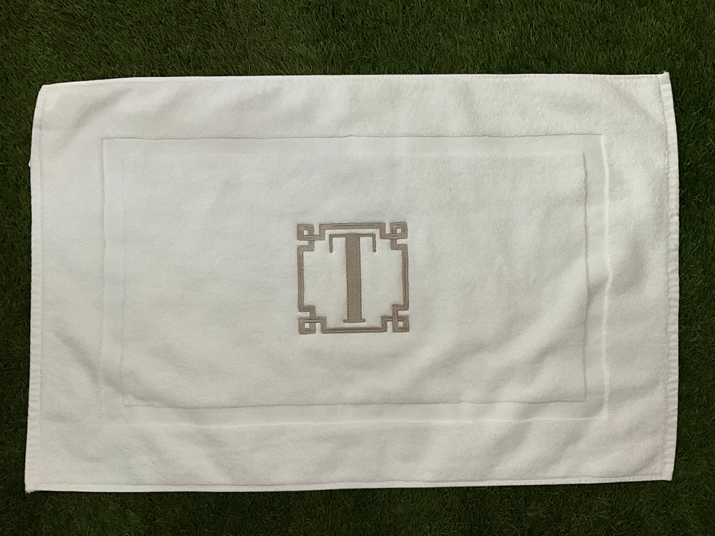 White Luxury Thick Cotton Terry Bathmat with Monogram