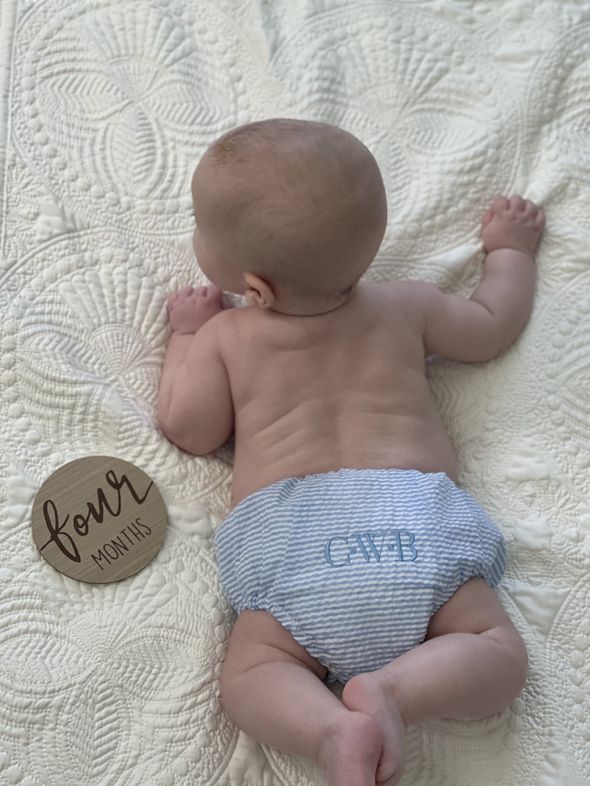 Baby Blue Seersucker Bloomer with Optional Monogram