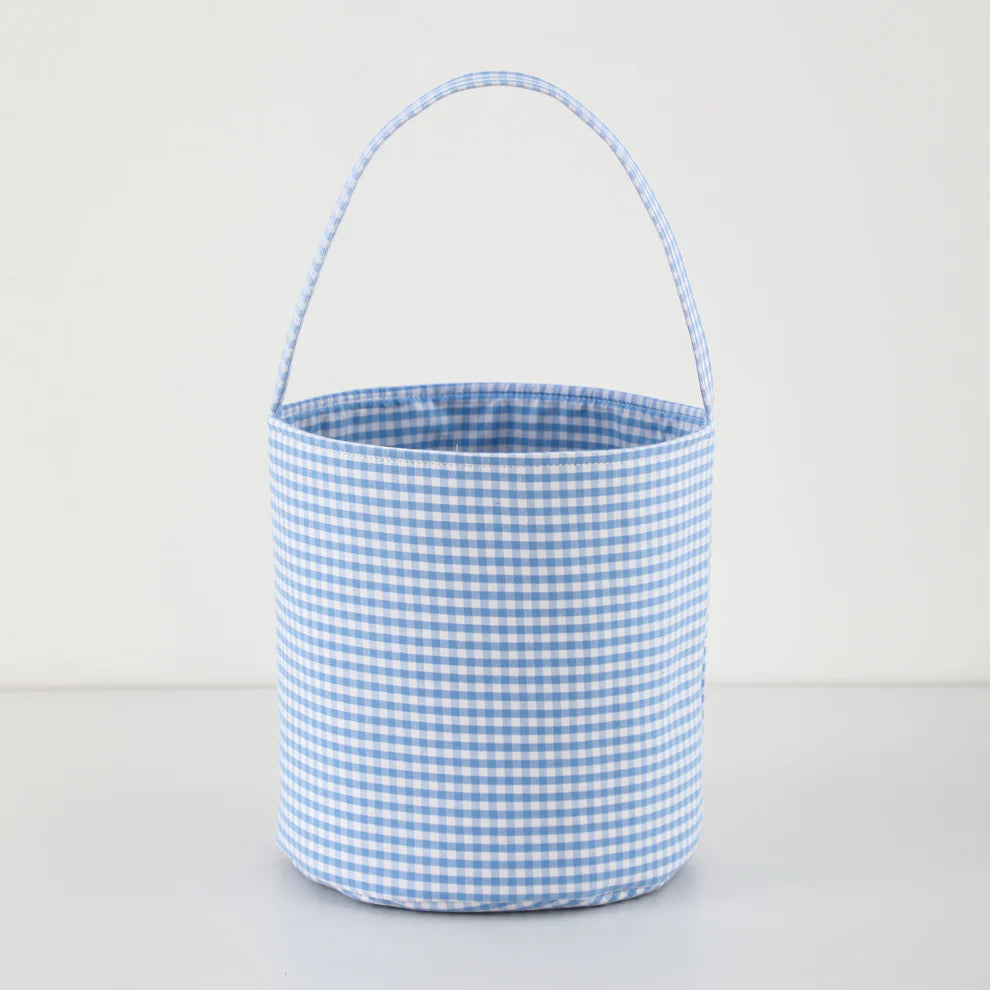 Blue Gingham Bucket Bag Easter Basket