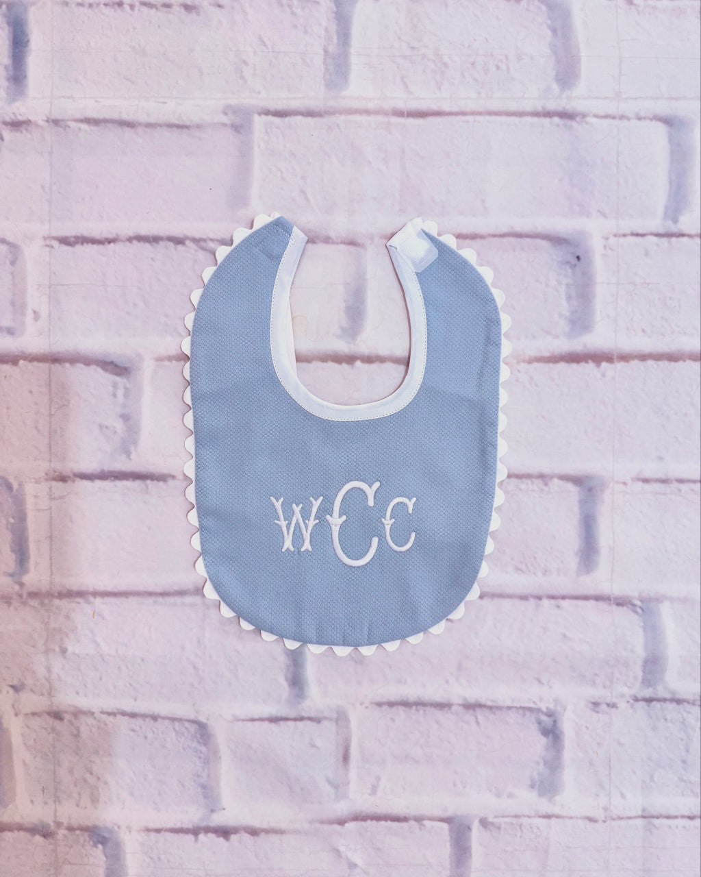 Blue Cotton Pique Baby Bib