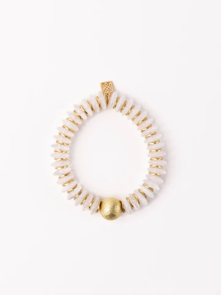 White and Gold Chloe Bracelet by Michelle McDowell