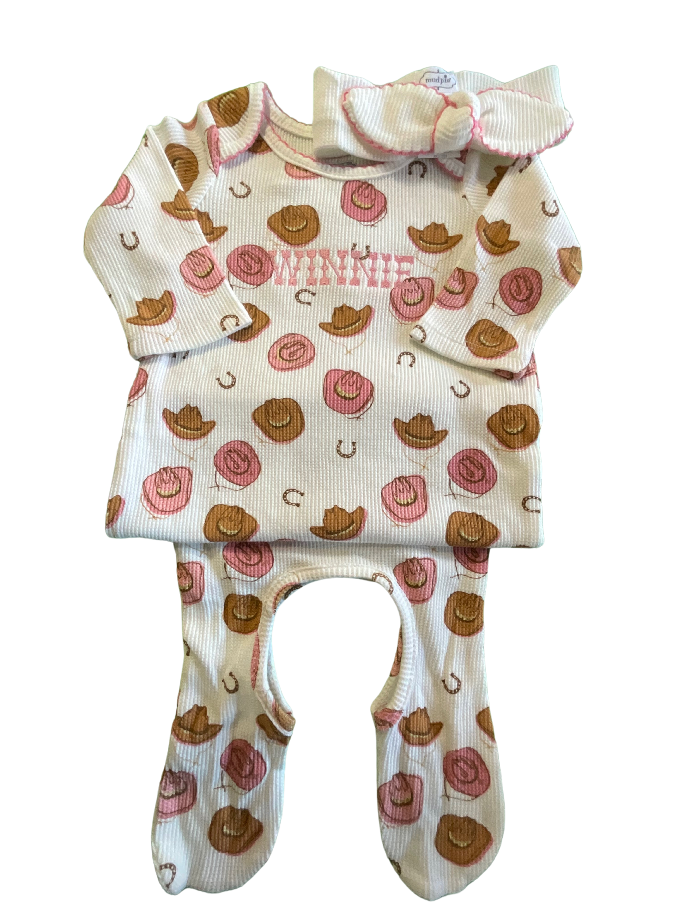 Cowgirl Baby Sleeper And Headband Set with Optional Monogram