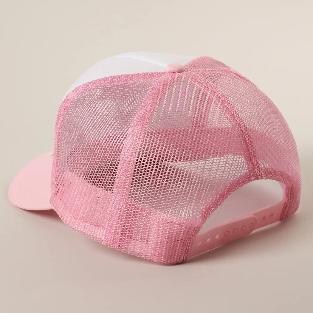 Dog Mom Letter Logo Printed Foam Mesh Back pink & White Cap